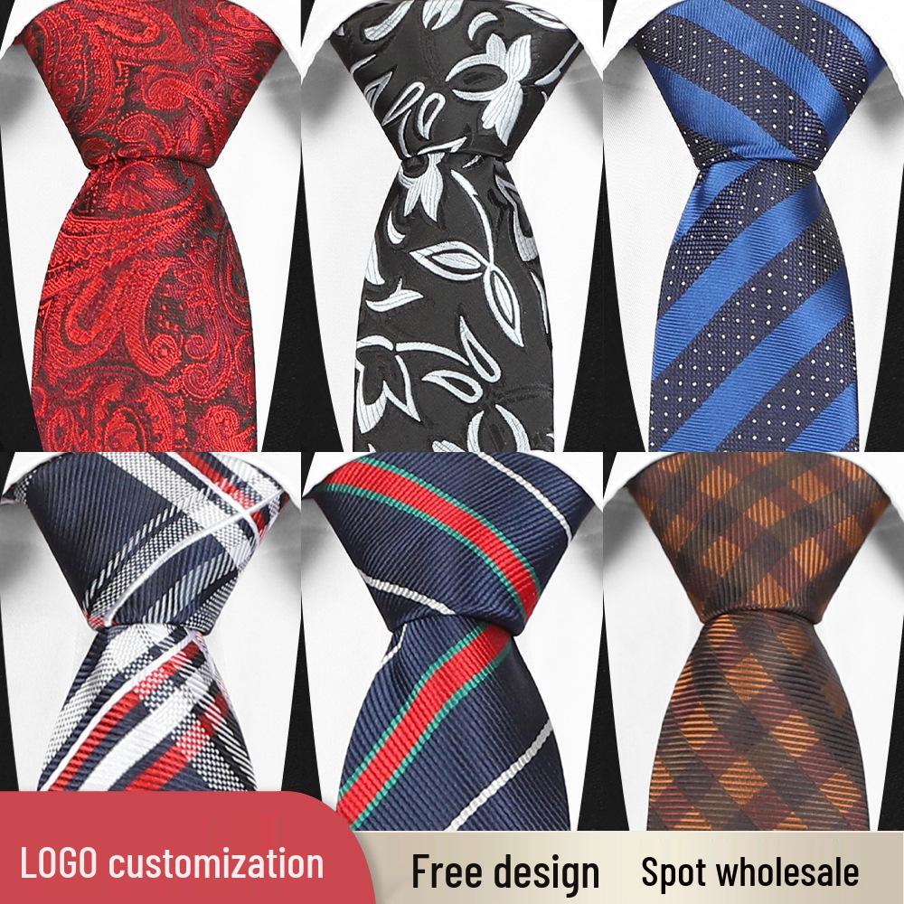 2025 New Men's 6cm Polyester Silk Business Casual Tie