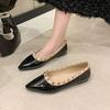 Flat-heeled Women's Shoes, Europe, America and the United States In the Spring of 2025, the New Shallow-mouth Foot Cover, Thick Heel, Pointed Head, 