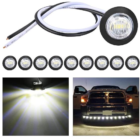 TL-03 10 PCS 3/4” Round Clearance Front Rear Side Indicator Bullet Marker Light for Truck RV Car Bus Trailer Van Caravan Boat (12V, Amber)