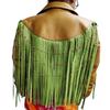 NOORA Womens Lambskin Leather Beige & Light Green Color Jacket | Motor Biker Fringe Style Jacket | Beautiful Gift For Her