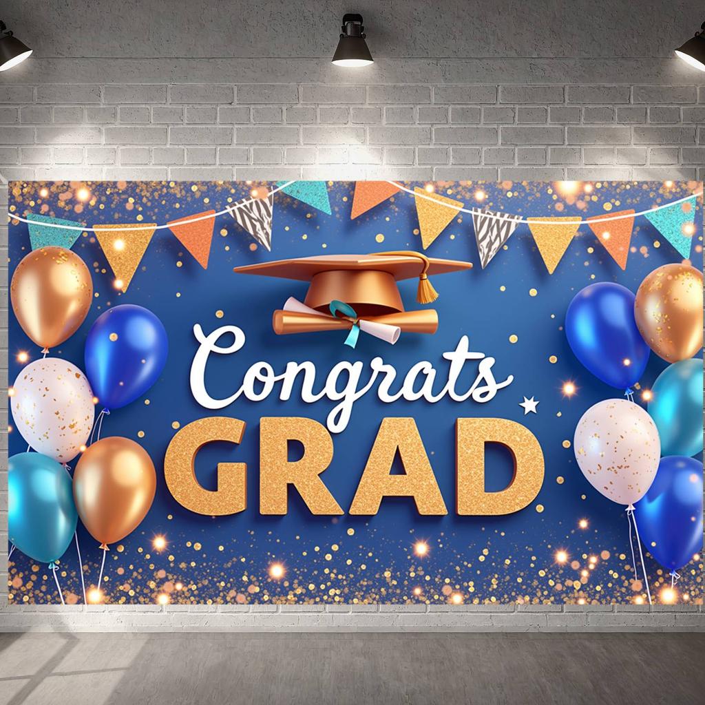 Graduate Display Triangular Flags Graduation Banner Degree Ceremony Backdrop Tassel Accent Grad Party Banner For Ceremony Photo