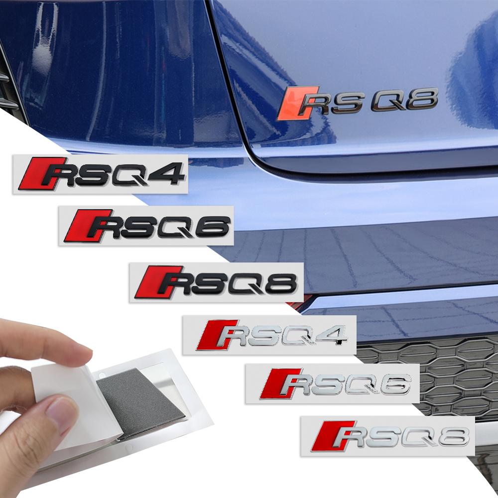 1PCS 3D ABS Car RSQ4 RSQ6 RQS8 Badge Body Rear Trunk Decoration Sticker For Kcpn5 Auto Tail Emblem Decal Modification Accessories