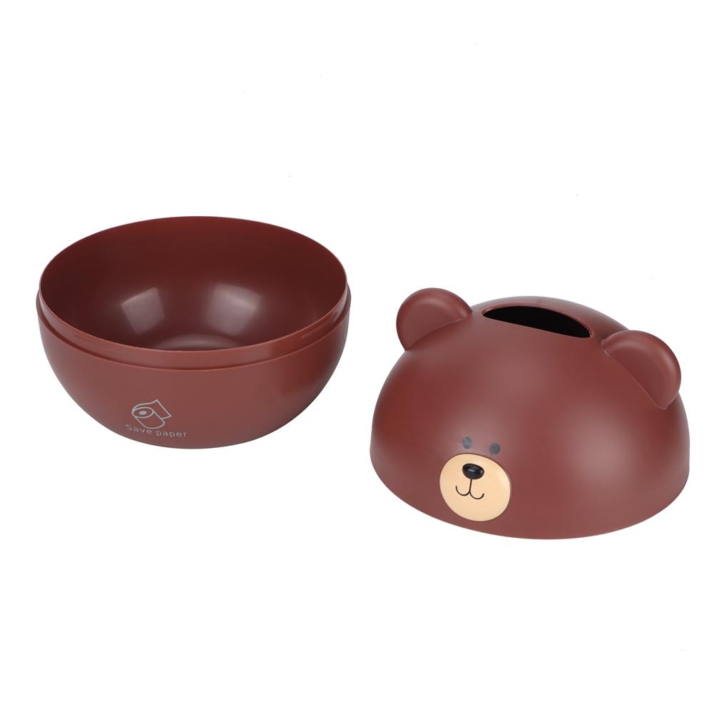Household Cartoon Bear Multi Functional Tissue Storage Box Paper Towel Dispenser Case(Brown )