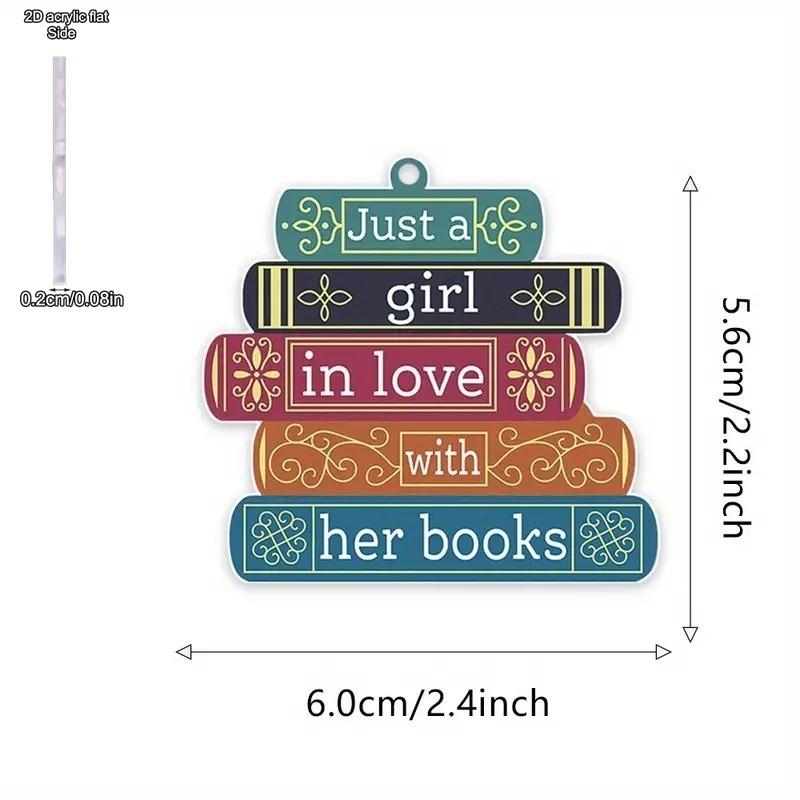 2D Acrylic 'Just A Girl in Love with Her Books', Automotive Interior Decoration, Party Living Room Bookshelf Entryway Home