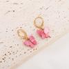 Fashion New Women's Butterfly Earrings Colored Acrylic Butterfly Pendant Gold Ear Buckle Ear Accessory Set