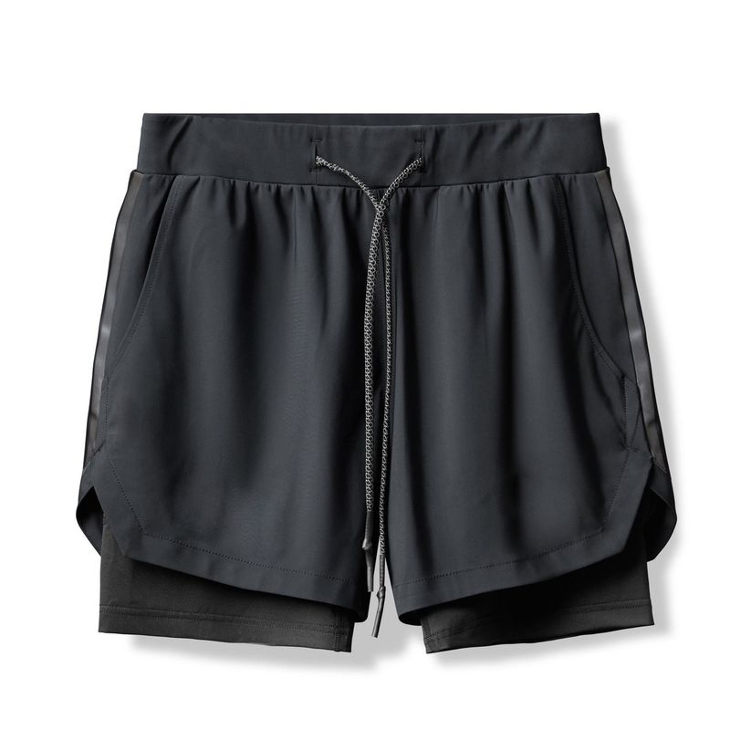 Running Exercise Shorts Men's Fashion Summer Muscle Sports Brother Fitness Double-Layer Pants Quick-Drying Breathable Knee Length Pants