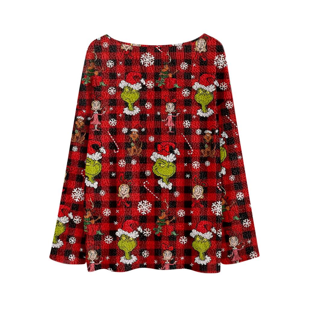 Vánoční mikiny pro ženy Pletený svetr Roztomilá košile Podzimní svetry s výstřihem