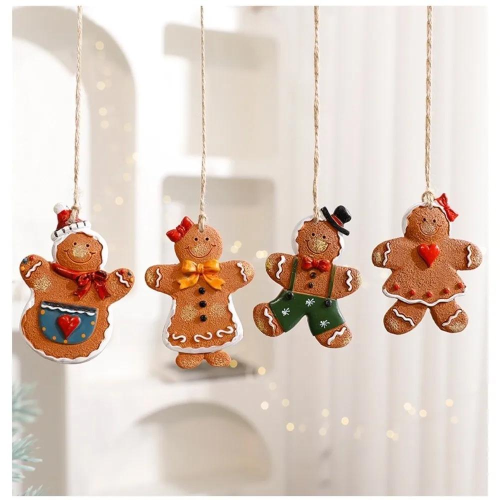 Resin Christmas Tree Hanging Pendant DIY Santa Claus Snowman Xmas Tree Ornaments Small Christmas Decorations Party Supplies