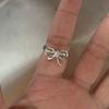 Korean Style Simple Ribbon Bowknot Ring for Women's Fashion Personalized Open Index Sweet Bow Finger Ring Y2K Jewelry Gift Party