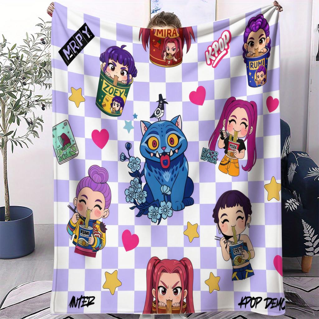 K-Pop Demon Hunters Blanket Hot Rumi Mira Zoey Fan Gifts Blanket Soft Fluffy Flannel Throw for Home Sofa Camping Travel Office
