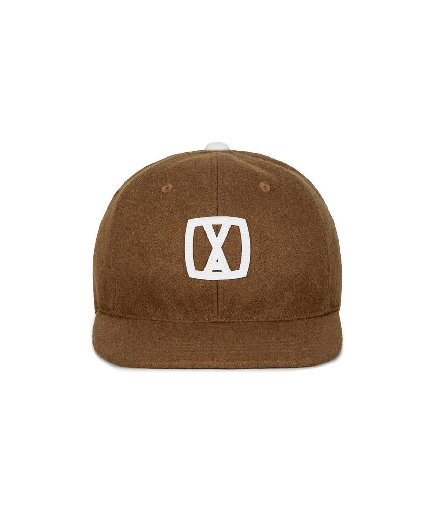 Bajal Va Square Applique Wool Baseball Cap Brown