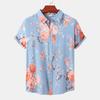 2022 Men's European Size Floral Short-Sleeve Hawaiian Beach Vacation Shirt