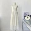 Women's 2024 French White Spaghetti Strap Slimming Evening Dress