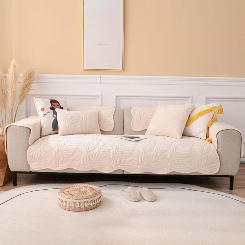 Home Decoration Milk Velvet Leaf Pattern Sofa Cover Non-slip Dirt-resistant Couch Cover Thickened Warm Sofa Mat Winter