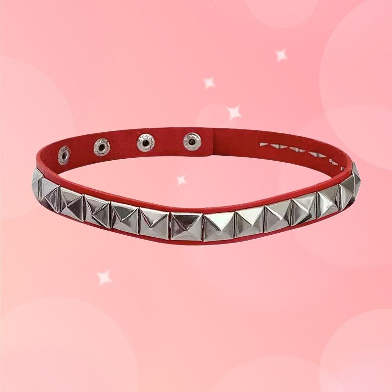 Black Pu Leather Square Rivets Gothic Punk Chokers Collar Choker Necklace For Goth Sexy Women Girl Cosplay Party Jewelry