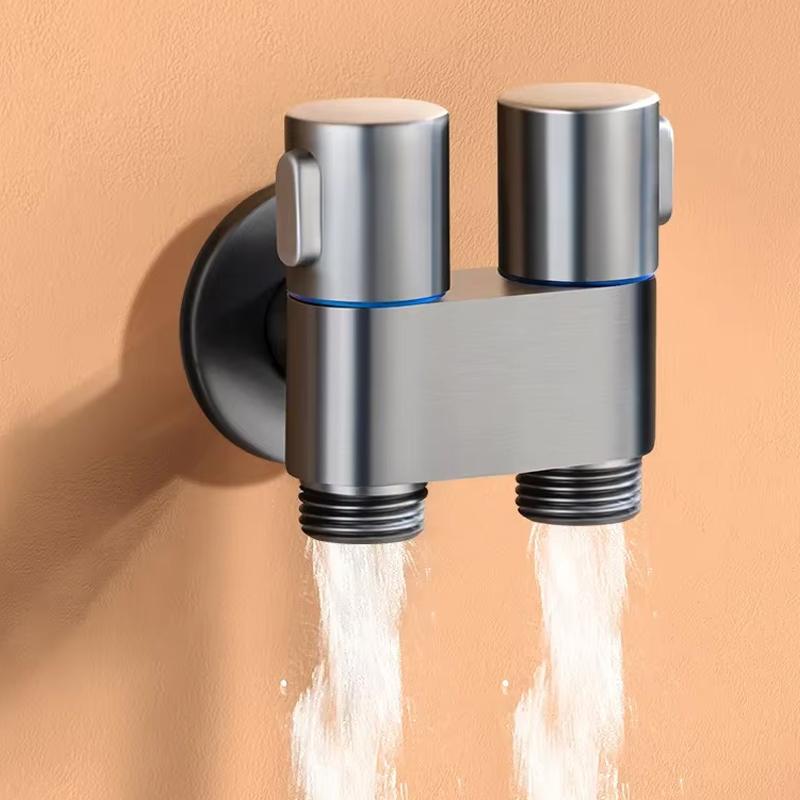 Zinc Alloy Angle Valve Wall Mount Toilet Bidet Sprayer Set One In Two Out Water Cleaning Sprayer for Bathroom Toilet Accessories