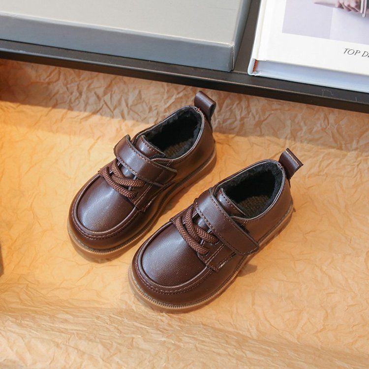 2025 spring new British style baby leather shoes soft-soled toddler shoes spring and autumn children's beanie shoes single shoes autumn style