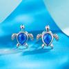 Blue Little Turtle Stud Earrings for Women Chic Animal Accessories for Daily Life Dainty Silver Color Jewelry for Female