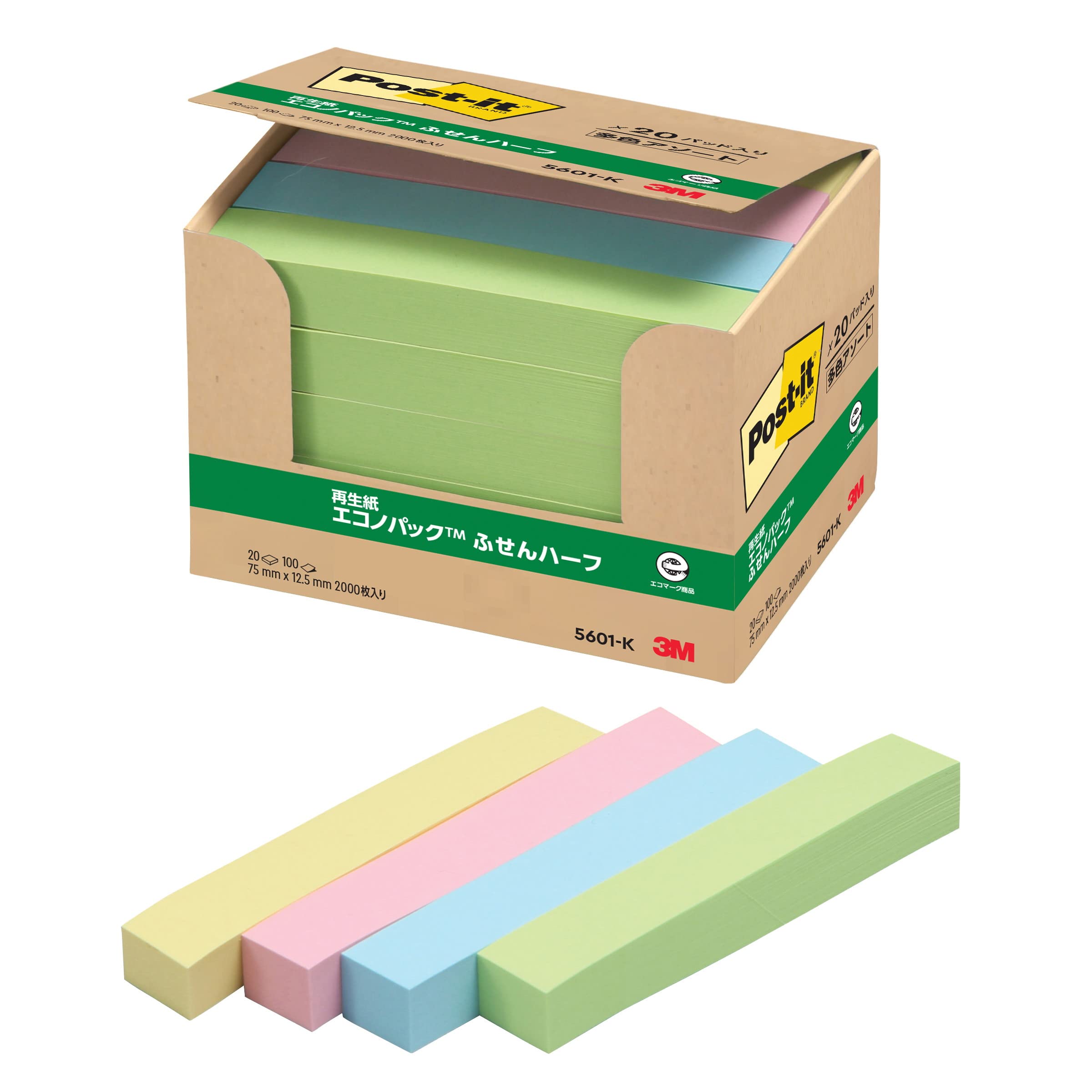 

Заметки Пастельные цвета 75 x мм 100 листов x 20 блоков Post-it 12.5 5601-K