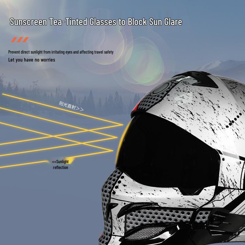 3C Certified Full Face Retro Motorcycle Helmet for All Seasons - Men's and Women's Scorpion Combination Half Helmet