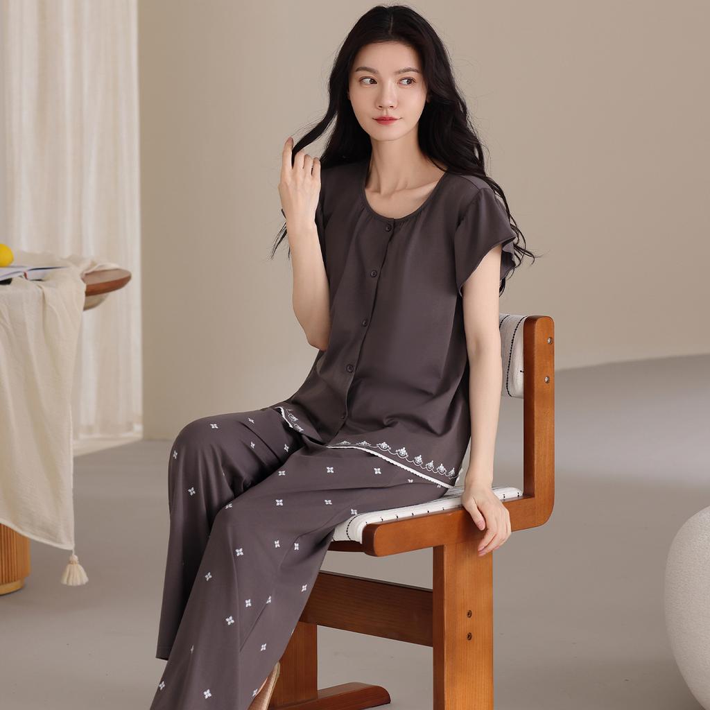 Pure Cotton Women's Pajamas with Chest Pads Women's 1011 New Spring and Summer Anti-bumping Students Can Wear Loungewear Suit