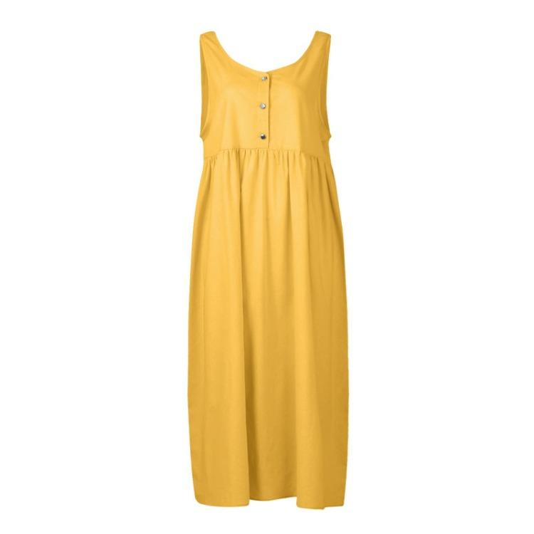 Summer Boho Dress Women Casual Cotton Linen Sleeveless Large Size Holiday Fashion Spring Dress
