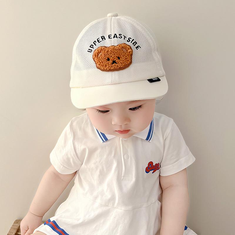 Bear Baby Summer Hat Mesh Kids Baseball Caps for Girls Boys Accessories Korean Toddler Baby Sun Hats 5-18M