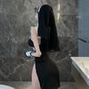 Sister Sexy Cosplay Nun Cross Sleeveless Extreme Erotic Saint Pastor Missionary Church Choir Cute Bare Shoulder Arm Ornament 4 Piece Set Slit [YAISHN]