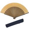 KYOETSU Folding Fan, Pure Silk, Plain, Two-Color Bamboo Black, Set of 2 (Fan, Folding Bag) Women's (16)