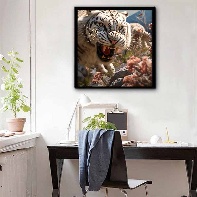 New Arrival 5D DIY Full Circle Diamond Painting "Tiger Roar" Embroidery Cross Stitch Home Decor Gift