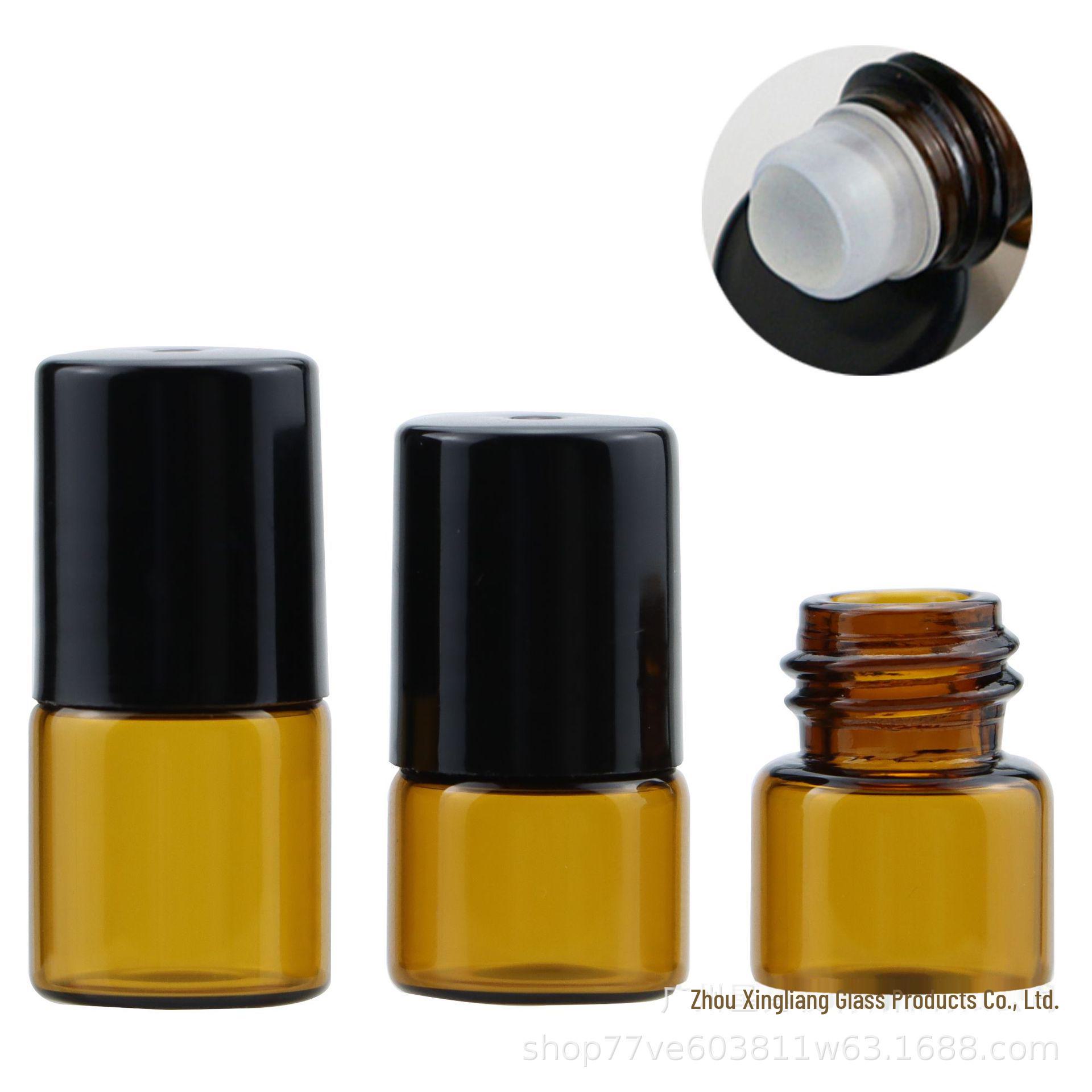 

Флаконы-роллеры из коричневого стекла - 1 мл, 2 мл, 3 мл для духов, эфирных масел и крема для век 3ml steel ball чёрный