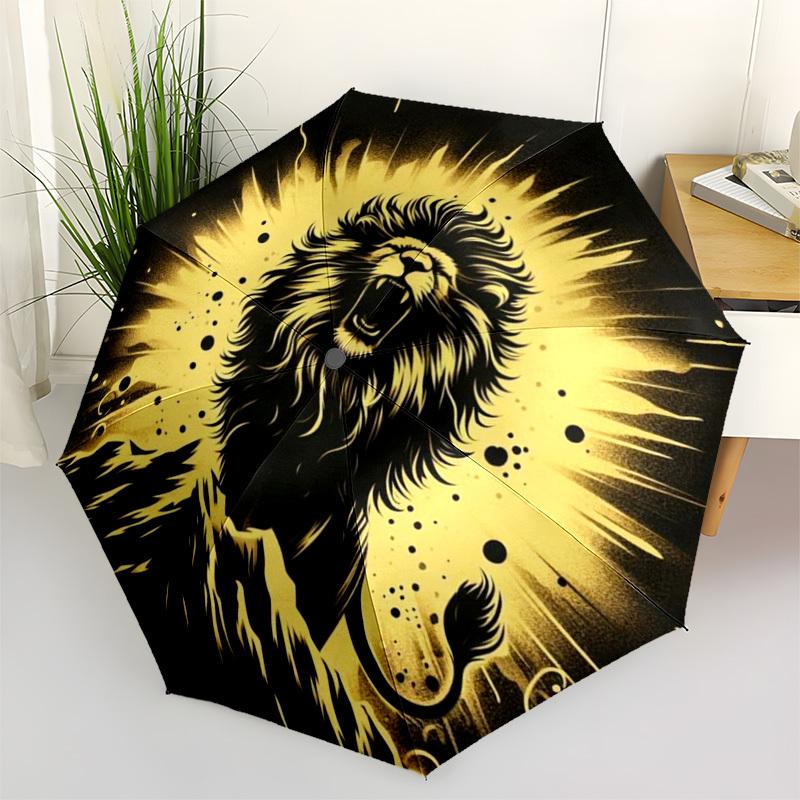 

1pc Lion Roar Automatic Folding Umbrella. Portable collapsible design, Best birthday festival gift yy250924118
