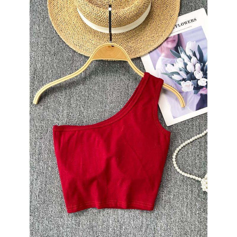 Summer Vest for Women Outwear 2024 New Arrival Sexy Short Sleeveless with Chest Pad Tops Sexy Scheming off-the-Shoulder Sling