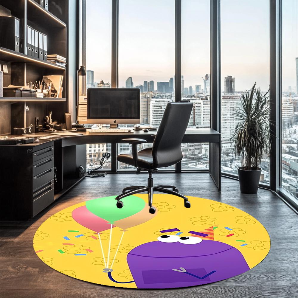 StoryBots Printed Round Rug Carpet Chair Rug Area Rug Entryway Doormats,for Office Chair Living Room Bedroom Kitchen Room.