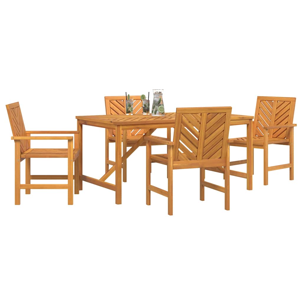 Garden Dining Set 5 pcs Brown Solid Acacia Wood