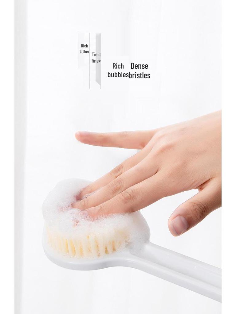 Soft Bristle Long Handle Bath Brush & Back Scrubber with Sponge Bath Ball