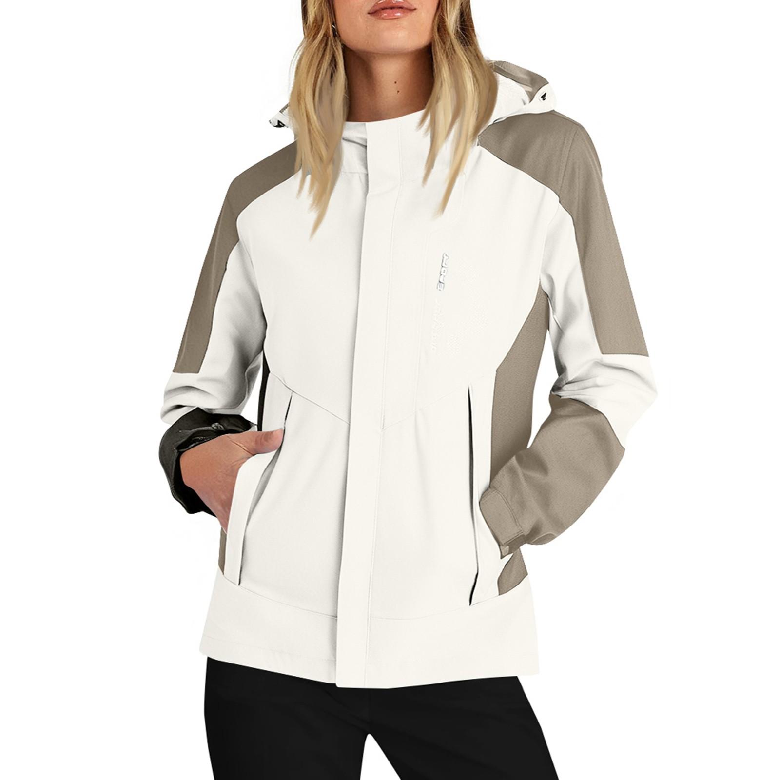 

Женская однотонная полосатая дождевик на открытом воздухе плюс водонепроницаемый плащ с капюшоном ветрозащитный L хаки