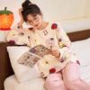 Milk Coffee Puppy Cartoon Pajamas Women's Spring and Autumn Plaid Long Suit Cotton Casual Can Be Worn Outside Women's Loungewear