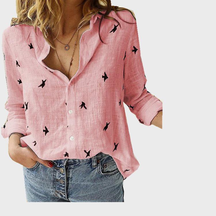 2026 European & American Solid Color Casual Loose Long-Sleeved Linen Shirt