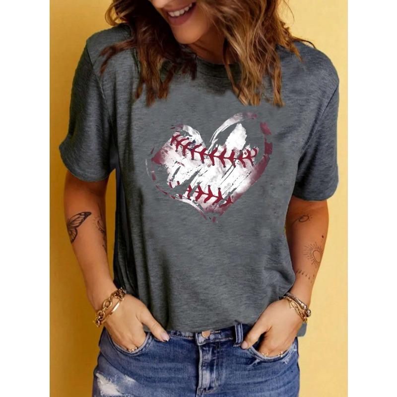 Summer Women's Broken Heart Pattern Printed Round Neck Short Sleeved T-shirt Casual Fashion Cotton T-Shirts Women’s