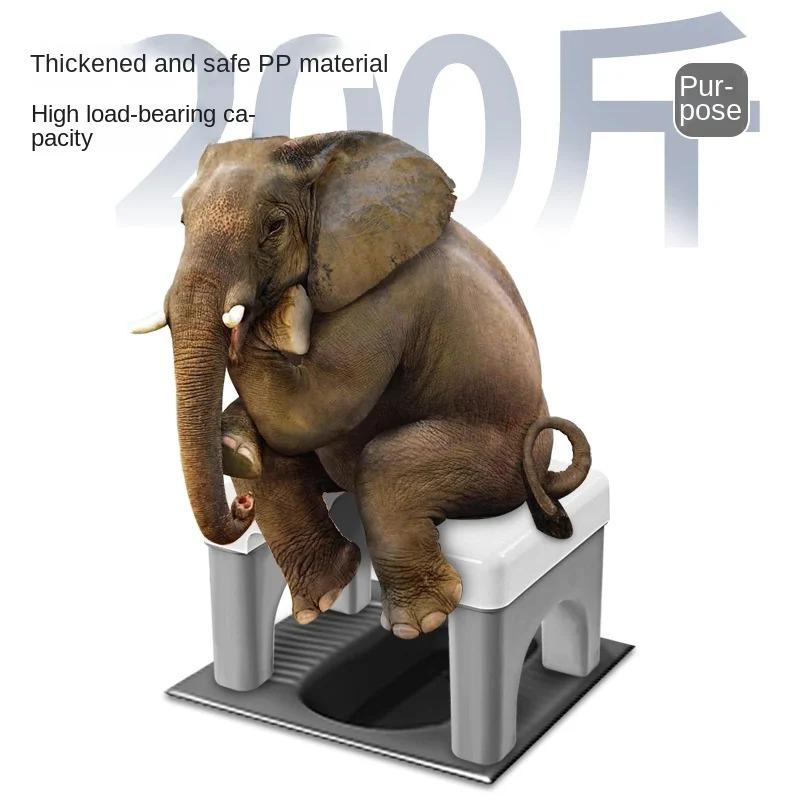 Squatting Toilet Stool Chair Non Slip Thick Household Widen Panel Sturdy Rounded Edge Easy to Wash Potty Chairs for Bathroom
