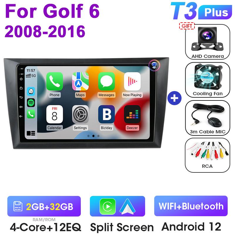 2 Din Android 12 Car Radio For Volkswagen VW GOLF 6 2008 - 2016 Wireless CarPlay Auto Car intelligent Systems Smart Autoradio 4G