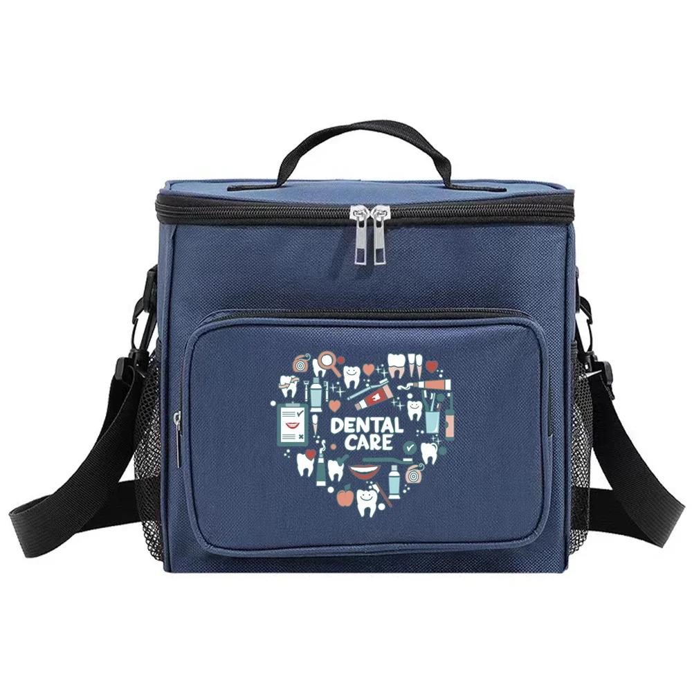 Insulated Bags Shoulder Lunch Bag Waterproof Cooler Box Portable Thermal Organizer Handbag for Men and Women Teeth Pattern