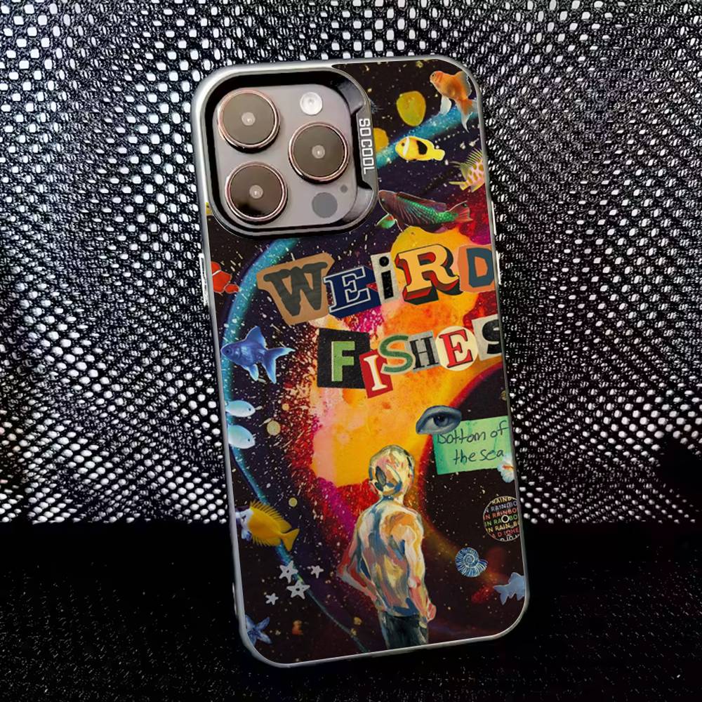 

R-Radiohead Band Rainbow Phone Case For iPhone 16,15,14,13,12,11,8,7,Pro,Max,Plus,Mini,XS,SE Anti Fall Black Matte Hard iPhone13