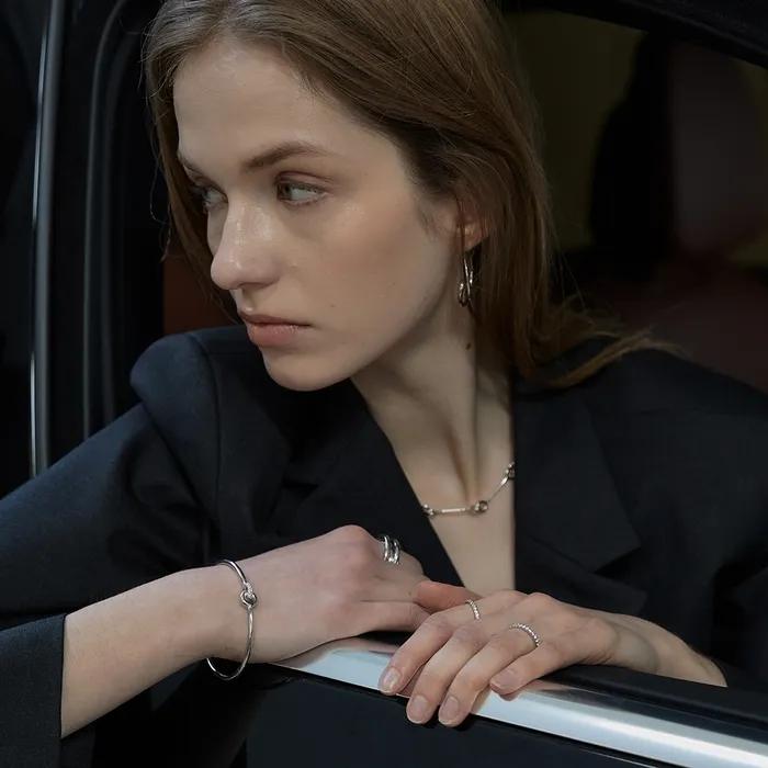 [925SILVER]CONNECT setTING bracelet(white GOLD color)