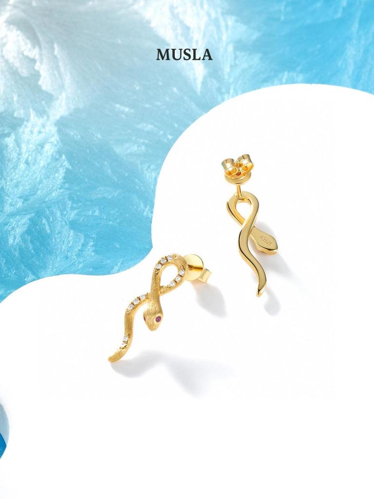 Musla Design Jewelry For Women Snake Shaped Hoop Earrings 925 Sterling Silver Earrings Zircon Fashion Stud Earrings