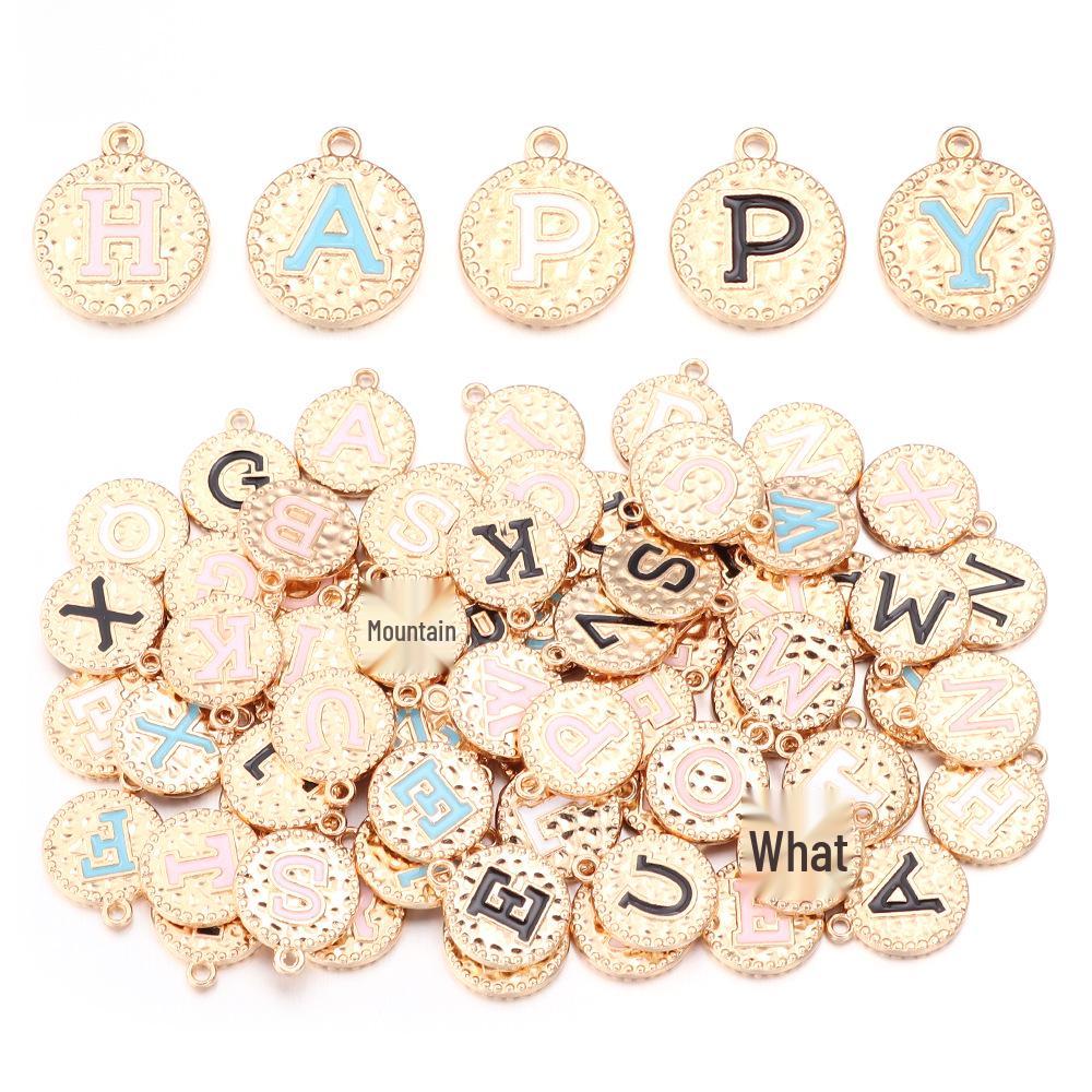 Legierung Doppelseitige Pfirsichherz Buchstaben Anhänger Halskette Schmuck, A-Z.