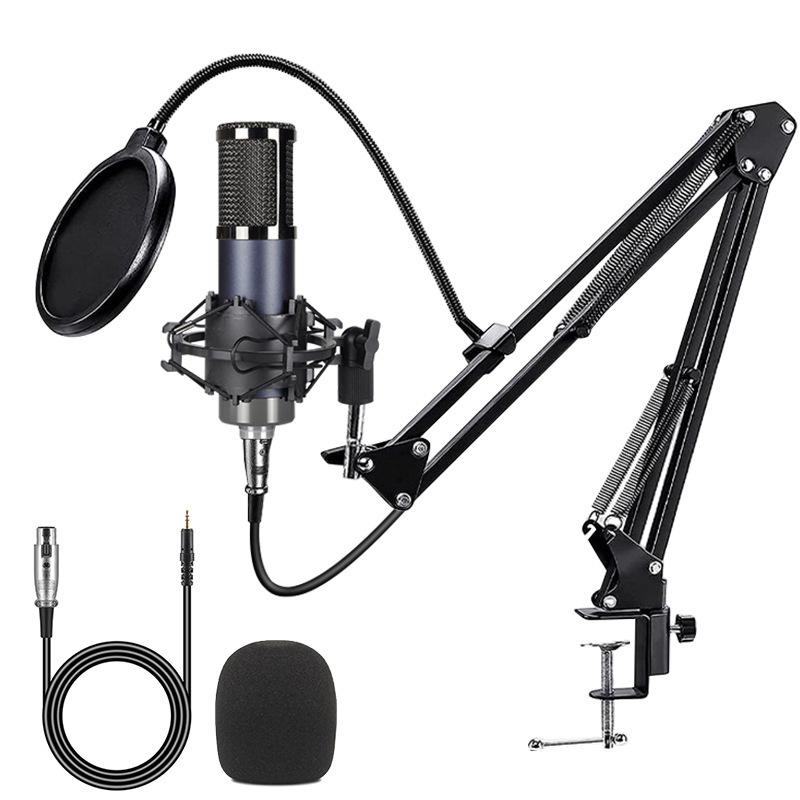 F998 Microphone F11 Podcast & Live Broadcast Set for Mobile & Computer, USB Sound Card Included
