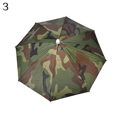 Camouflage Pattern Elastic Bandeau Soleil Pluie Nylon Pliable Parapluie Chapeau Bonnet