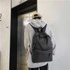 Letter Pattern Aiwe Leather Backpack Solid Color Schoolbag Gifts Breathable